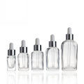 10ml 15ml 20ml 30ml 50ml 100ml Eye Face Serum Essential Oil Cosmetic Clear Square Glass Dropper Bottle Packaging